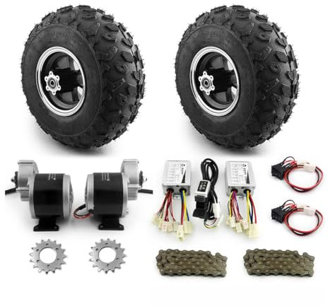 L-faster Kettenantrieb-Set mit Doppelgetriebemotor für Sand Beach, Elektrowagen, Handwagen, 700 W, Dickes Rad 36,8 cm (14,5 Zoll), (Max Speed 11kph, 36V350W)