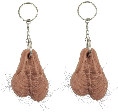 Portachiavi per uomini, ciondolo per testicoli, portachiavi in gel di silice, divertente e interessante simulazione di genitali, usato come accessorio decorativo per portachiavi per auto, 15 cm