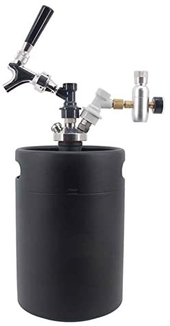 elaboración casera Mini Growler de Barril de Cerveza de 5L para Sistema dispensador de Bloqueo de Bola de Cerveza Artesanal con regulador de vertido doméstico en Bar (Color : Black)