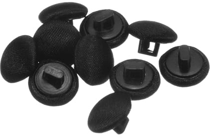 sourcing map 10pcs 16L Fabric Cloth Covered Button 10mm Round Plastic Sewing Buttons for Suits Dress Blouses, Black