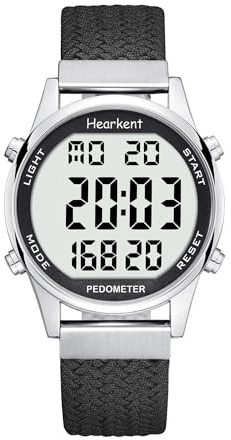 Hearkent Schrittzähler für Damen, Kalorien- und Entfernungsaufnahme | Digitale Sportuhr, Alarm, Countdown, Zeitanzeige, wasserdicht bis 30 m, ohne Aufladen oder App