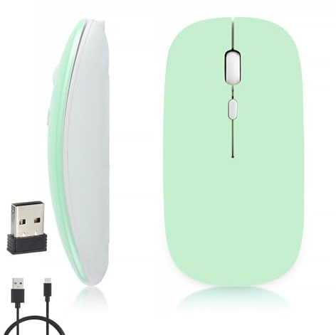 iSTYLE Rechargeable Wireless Mouse, Bluetooth or 2.4 GHz with USB Mini Receiver, Multi-Device, 1600 Dpi Optical Tracking, Silent Mice for Mac, PC, Macbook, iPad, Laptop, Tablet, Android, iOS, Windows