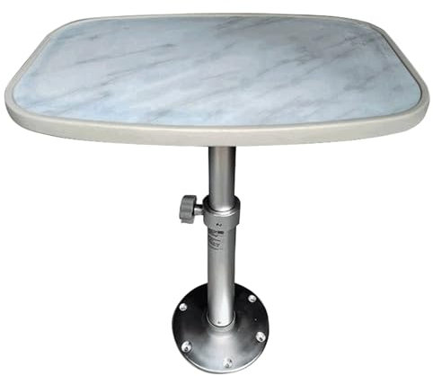 WPWSDWMX Abnehmbarer Rechteckiger Marine-/Wohnmobiltische 60 X 40 X 2,5 cm, Mehrschichtige Holzplatte, 51-72 cm Teleskop Tischbein, Abnehmbares Tischbein aus Aluminiumlegierung, für Yachten(Grau)