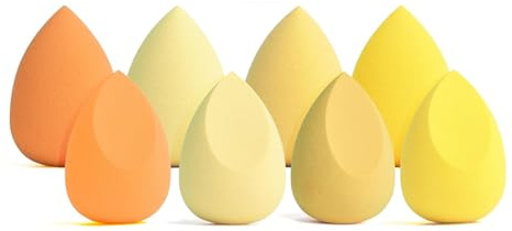 Make up Schwamm, 8 Stück Beauty Blender für Foundations, Schminkschwamm Nass und Trockenanwendung, Waschbar Kosmetik Schwämmchen, für Foundation, BB-Creme, Flüssigkeit, Sonnenschutz, Gelb