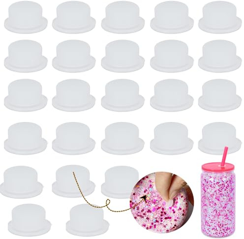 Maucircol 25 Pack Silicone Plug for Snowglobe Tumbler with Hole Diameter of 7.5 mm-8 mm, Silicone Stopper for Snow Globe Cup