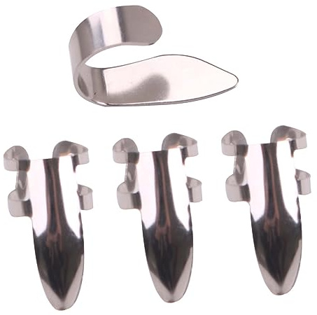 TOPPERFUN Daumenplektrum aus Edelstahl 4 Stück Gitarrenzubehör mit Offenem Design und Komfortablem Fingerschutz zum Spielen der Gitarre für Erwachsene