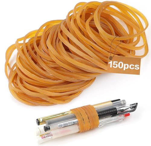 TXXATX Thick Elastic Bands 150 Pcs Rubber Bands 60mm x 3mm Elastic Band Heavy Duty Strong Rubber Band Stretchable Bands Yellow Elastic Bands for Office School Home