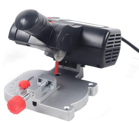 Mini sierra de mesa, mini sierra de corte de banco de 90 W, mini máquina de corte ajustable de 0-45 °, máquina de sierra de mesa cortadora de hierro y metal de vidrio, para cortar madera y plástico