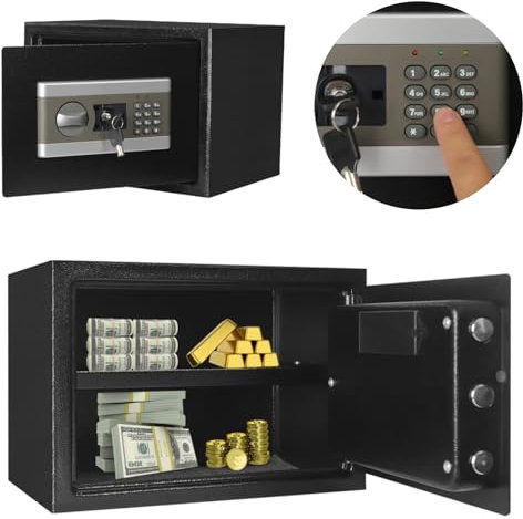 DAOHHFO Cassaforte per mobili con serratura elettronica a combinazione, 22 l, cassaforte elettronica da parete con serratura, cassaforte da pavimento, serratura a combinazione, 8,9 kg, nero, 35 x 25 x