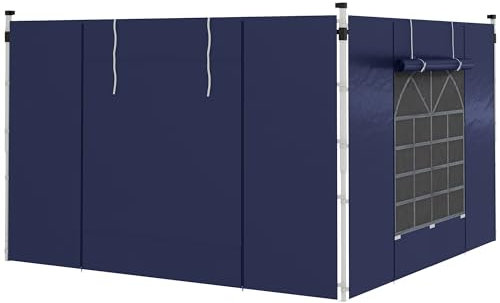 Outsunny Paneles laterales de cenador con ventanas y puertas, para cenador desplegable de 3 x 3 m o 3 x 6 m, paquete de 2 lados de repuesto, color azul