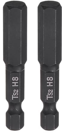 sourcing map 2pcs H8 Hex Head Drill Bit Wrench 8mm Metric Flat Tip 1/4 Hex Shank 50mm (2) Long Magnetic Black Phosphate Hexagonal Screw Driver Socket Industrial Screwdriver Power Bits