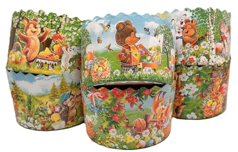 10er Set Osterbrot Back Papier Einwegbackform Osterkuchen Kulitsch Motiv D11cm / 500ml