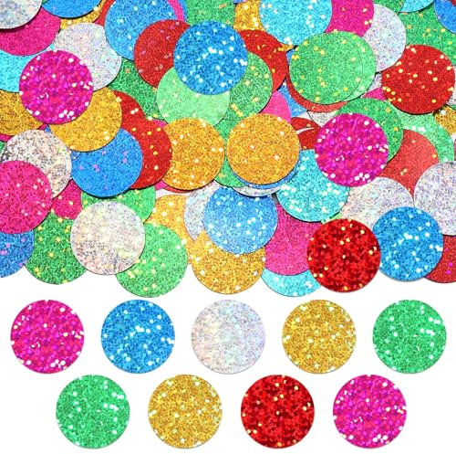 MARFOREVER Glitzer Konfetti Bunt Groß, 2.5 cm Rund Geburtstag Glitzer Konfetti Faschingsdeko Tisch Metallisch Folie Party Streudeko Geburtstag für Hochzeit Karnevalsdeko Silvester