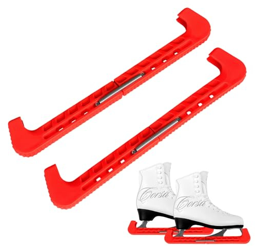 YUFFQOPC Kufenschoner Schlittschuhe Verstellbarer Schlittschuh Schutz Schlittschuhe Schoner mit Spring Eiskunstlauf Zubehör für Hockeyschlittschuhe, Orangerot