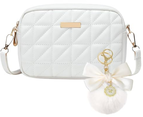 HTTDSLF Sacs Bandoulière Femme, Petit Sacoche Femme Bandoulière, Sacs portés épaule Bandouliere Cuir, avec 3 Comparitments,Sangle Réglable et Amovible