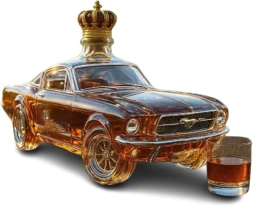 Livoravoli Car Shaped Whiskey Decanter 300ml, 3D Hand-Blown Racing Sports Car Glass Bottle, Novelty Whiskey Dispenser for Men, Gift for Car Lovers and Whiskey Enthusiasts (C)
