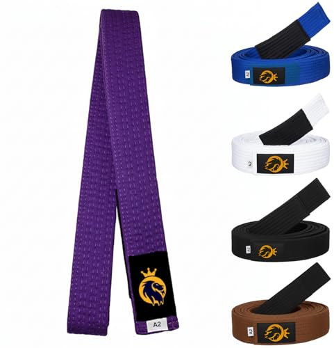 Strength Pro BJJ Belt for Men & Women - IBJJF Approved Brazilian Jiu Jitsu Belt with Ranking Stripes, Durable JiuJitsu Belt (Purple, A2)