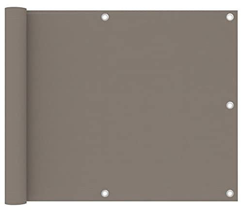 Balkon-Sichtschutz Taupe 75x500 cm, PU-beschichtetes Oxford-Gewebe, wasserdichter Sonnenschutz für Balkon Terrasse Garten, UV-Schutz, Windschutz, Privatsphäre, mit Aluminiumösen