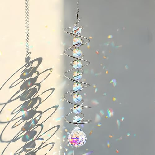 AMFUN Atrapasoles Cristal, Prismas de Bola de Cristal Transparente, Colgante de Cristal, Campana de Viento, para Araña, Colgante, Ventana, Jardín, Decoración