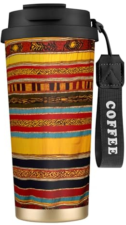 UVBDF Tazza da caffè con motivo nativo americano, da viaggio, in acciaio inossidabile, con coperchio a perdite, tazza termica per caffè freddo, birre calde