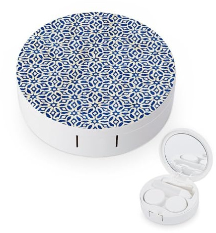 fkgvwo Contact Lens Case Blue and White Contact Lens Holder Box Container Soak Storage Kit