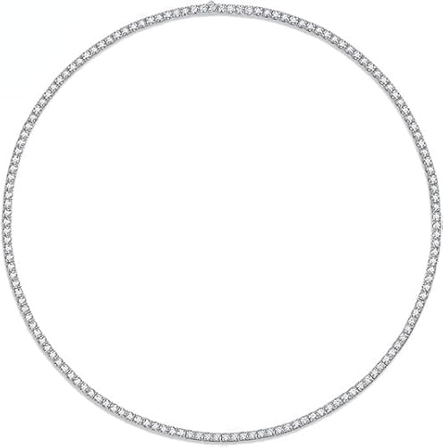 LAMGUL Zubehör Moissanit-Tennis-Halskette für Männer und Frauen, 3–5 mm, D-Farbe, Diamant-Halskette, Ketten, Sterling-Silber, Moissanit-Halskette