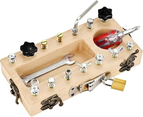 Doksvp Montessori Spielzeug Ab 3 4 5 Jahre, Montessori Schraubendreher Board Set, Busy Board Holzspielzeug Ab 2 3 4 5 Jahre, Motorikspielzeug, Lernspielzeug, Geschenk für Mädchen Jungen