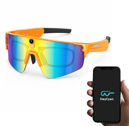 SINOTE'CA Occhiali Smart AI per Ciclismo, Smart Glasses con Fotocamera 8MP, Video HD, Stabilizzazione a 6 Assi, WiFi, Bluetooth 5.4, Audio Open-Ear, Traduzione in Tempo Reale, UV400, Uomo Donna