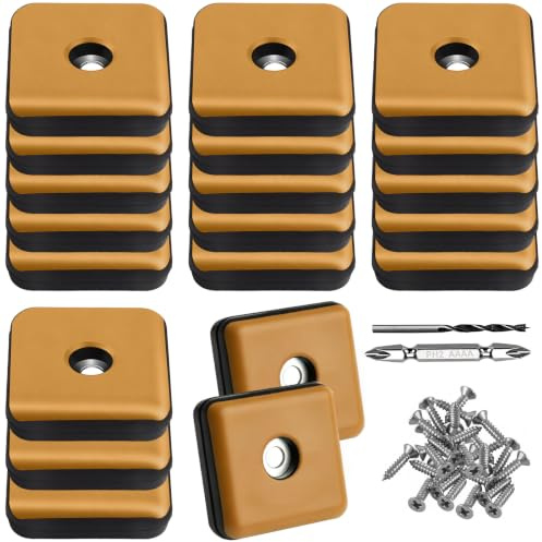 20 Stück Teflongleiter zum Schrauben Ø30mm Bodengleiter (Quadrat | Orange) | Möbelgleiter mit 20 Edelstahlschrauben 2 Bohrer Bodengleiter Möbelgleiter-Set für Möbel Stühle Böden