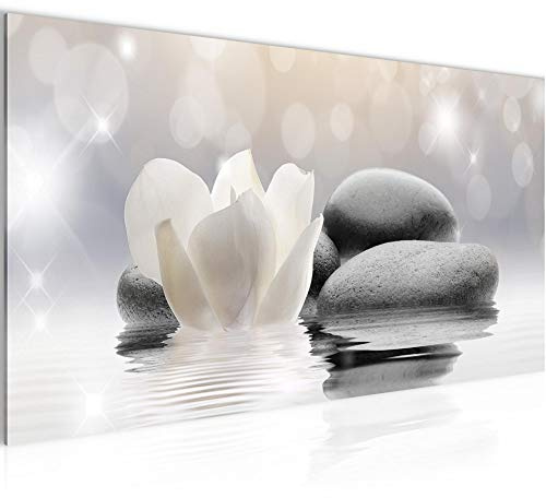 Runa Art Wandbild Blumen Tulpen 1 Teilig 100 x 40 cm Modern Bild auf Vlies Leinwand Spa Zen Wohnzimmer Grau 506012a