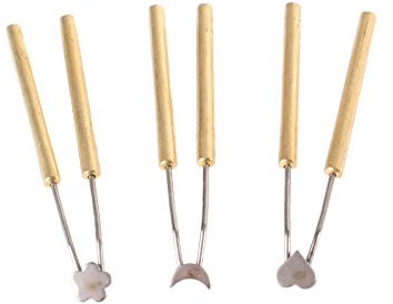 WELDINGER Brandmalspitzenset SP 3 Motive Blume Mond Herz für WELDINGER Brandmalstation BS 750 (3 Stück Brennschleifen)