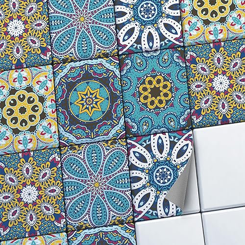 CREATISTO Fliesenaufkleber Fliesenfolie Mosaikfliesen - Aufkleber Folie für Fliesen I Klebefliesen Deko Folie für Fliesen in Küche u. Bad/Badezimmer (20x25 cm I 12 -Teilig)