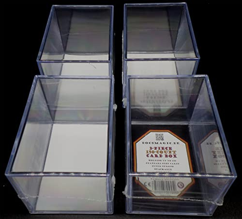 docsmagic.de 4X 2-Piece Card Box 150-Count Slide - Clear Acrylic Deck Storage - Kartenbox Durchsichtig