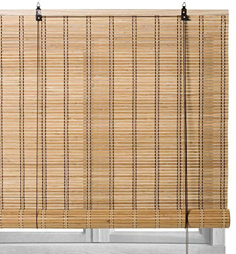 LOLAhome - Persiana Estor Enrollable de bambú Natural de Estilo rústico para Dar Sombra, protección Solar o escurecer Puertas o Ventanas (Natural, 140X180 CM)