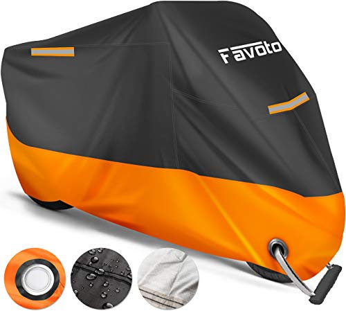 Favoto Updated Version Motorbike Cover Waterproof Motorcycle Cover XXXL UV Scratch Bird Droppings Heat-Resistant Outdoor Protection 104 x 41 x 50 inch with 2 Windproof Buckles