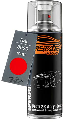 TRISTARcolor RAL 3020 Verkehrsrot matt 2K-Acryl-Lack Spraydose | Sprühdose 400 ml, schnelltrocknend