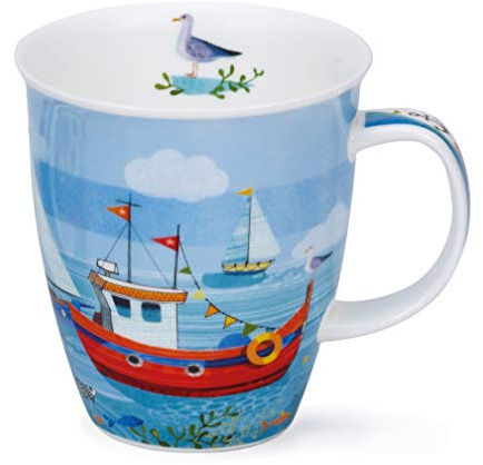Dunoon Taza de porcelana fina con forma de Nevis, fabricada en Inglaterra, apta para lavavajillas y microondas, diseño de costa (barco de pesca)