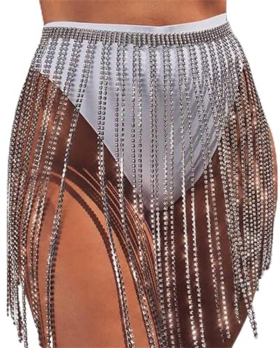 Sethain Boho Taillenkette Silber Quaste Strass Ketten Bauch Kristall Kette Bikini Körperzubehör Schmuck für Frauen