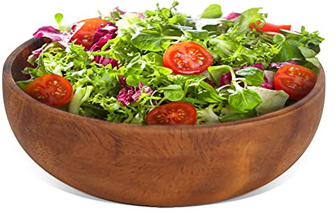 Ciotola per insalata in legno Piatto per frutta e verdura Insalata per zuppa per caffetteria domestica(12 * 3.5cm)