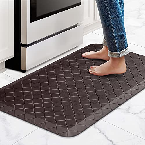HappyTrends Alfombra Acolchada antifatiga, ergonómica, Gruesa, Impermeable, Antideslizante, Resistente, cómoda, para Cocina, Oficina, Fregadero, 44 x 71 cm, Color Chocolate