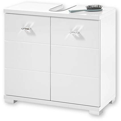 Stella Trading Badezimmer Waschbeckenunterschrank in Weiß - Moderner Bad Unterschrank Badezimmerschrank mit viel Stauraum - 60 x 57 x 30 cm (B/H/T)