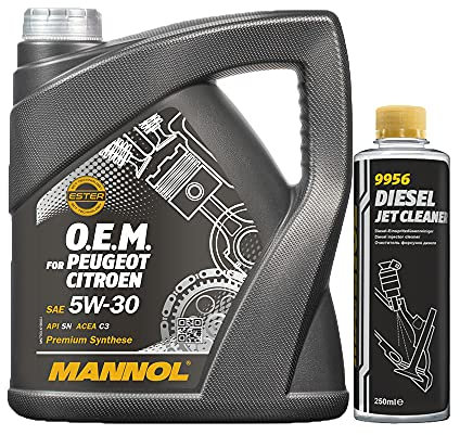 MANNOL 5l, 7703 O.E.M. 5W-30 C2/C3 DPF + Diesel Jet Cleaner Düsenreiniger - Kraftstoff Additiv 250 ml
