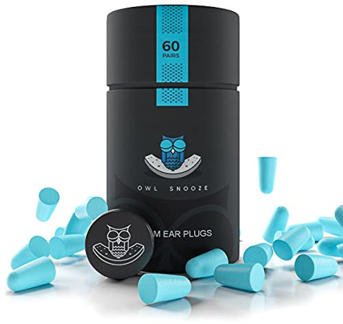 Ear Plugs for Sleeping The Best Noise Cancelling Ear Plugs for Sleeping by Owl Snooze 60 Pairs 38dB Highest SNR, New & Upgraded Reusable & Custom fit Super Soft Foam Earplugs (Blue)