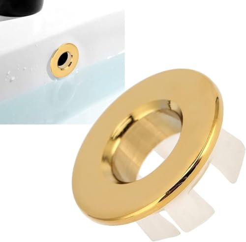 Anneau Débordement Évier Laiton, Anneau de Trop-plein d'Évier, Insert pour Évier Circulaire, Pièce de Rechange pour Cuisine et Salle de Bain, Finition Or Durable