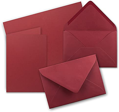 25x DIN B6 Faltkarten Set mit Umschlägen - Dunkelrot (Rot) - 115 x 170 mm - ideal für Einladungskarten, Hochzeit, Taufe, Kommunion, Konfirmation - Marke: FarbenFroh