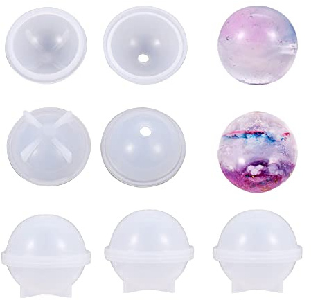 Boutigem 5 x Kugel-Harz-Silikonform 30 mm Kugel rund Epoxidharz Form für DIY Halskette Armband Schmuck Kugel Anhänger Kerzenwachs hausgemachte Seife Badekugeln