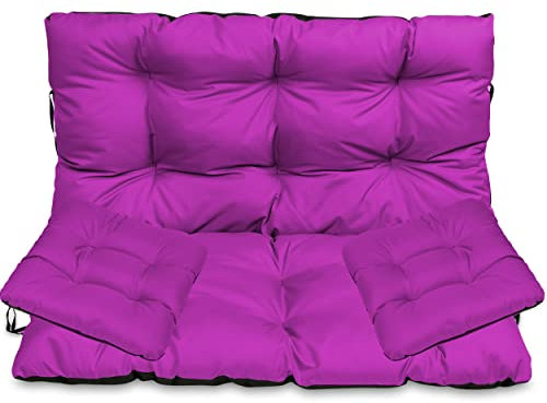 SuperKissen24. Coussin Dossier pour Banc de Jardin Canapé - 180x50 cm et Appui 180x60 cm + 2X 45x45 cm Coussin pour Chaise de Jardin - Intérieur/Extérieur – Imperméable - Fuchsia