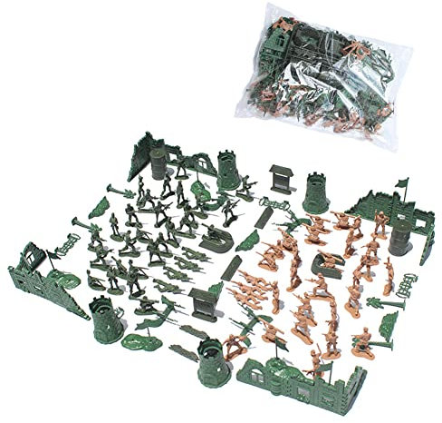 Figurines Militaires en Plastique,114pcs Militaire Figurines Set,Jouets Soldats Armée Ensemble de Jeu Militaire pour Garçons,Figurines Militaires Daction Armée Jeu de Combat Jouets Soldat pour Enfants