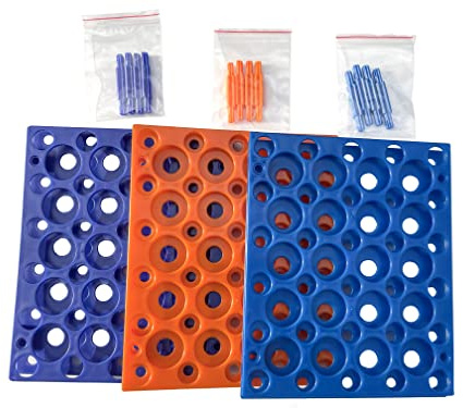 MUHWA Support pour Tubes de Centrifugation 50 Puits, 10mL/15mL/50mL, Plastique, Couleurs Assorties, Lot de 3 de Laboratoire