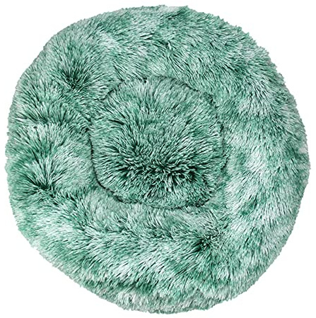 Lukery Hundebett Katzenbett Flauschig Rund aus Plüsch, Kuscheliges Donut Hundekissen und Katzenkissen Weiches Plüsch Hundeliege für Kleine, Mittelgroße und Große Haustiere (40CM,grün)